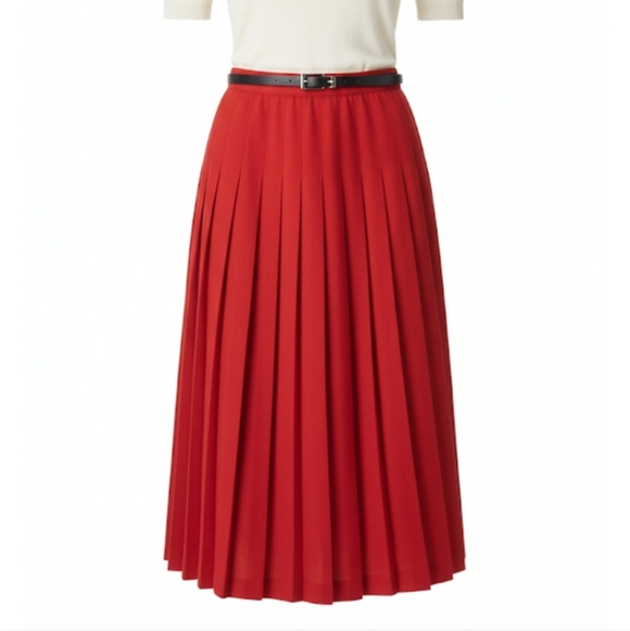 Metro Dresses & Skirts - Vtg Metro  Work Vibrant Red A-Line  Pleated Wool  Skirt